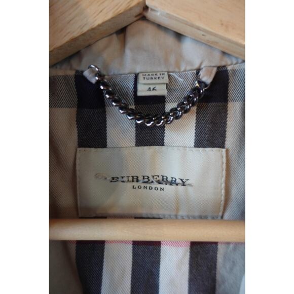 Burberry London Blazer Jacket Womens 46 Beige Check Lining Coat Minimalist Chic - Picture 2 of 9